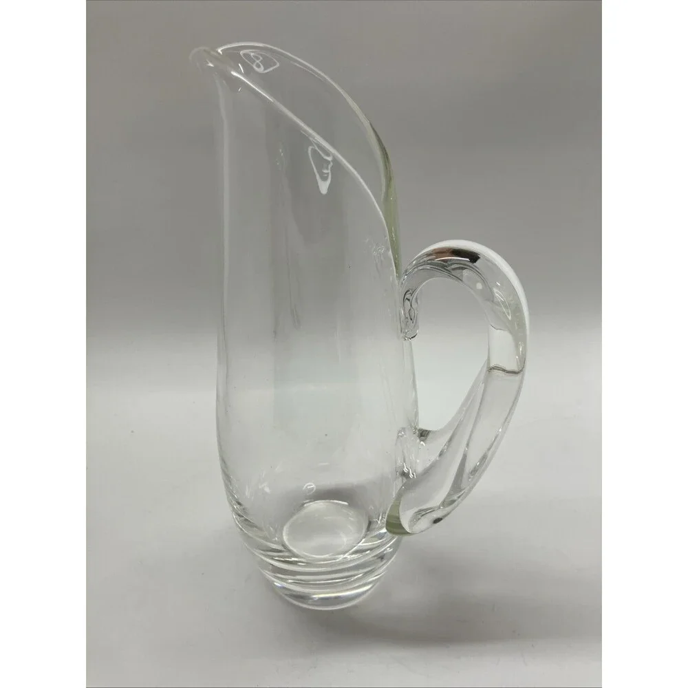 Vintage Steuben Art Glass Crystal Martini 10” Pitcher w/ Split Handle 8077